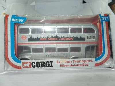 Corgi 471 1/64  Routemaster Bus London Transport Silver Jubilee Red Cantrail MIB