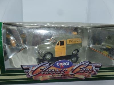 Corgi C703/1  Morris Minor 1000 Van Wiltshire Police Green / Yellow Blue Roof Beacon