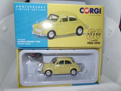 Corgi VANGUARDS VA05808 1/43 Morris Minor 1000  Highway Yellow - 60th Anniversary Collection  MIMB