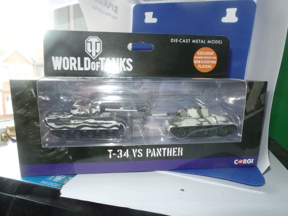 Corgi WT91301 World of Tanks T34 T-34 vs Panther Fit the Box Scale