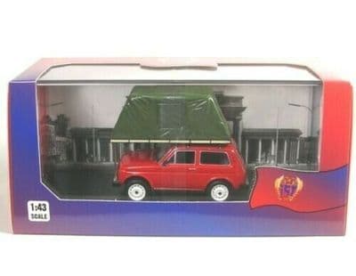 IXO IST295MR 1/43 Scale LADA NIVA 1981 With Roof Tent Camper Red MIMB