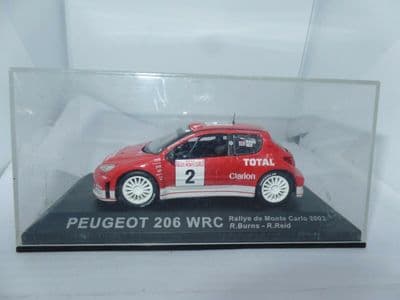 IXO  MODELS 1/43 Scale PEUGEOT 206 WRC MONTE CARLO 2003 MODEL RALLY CAR Burns