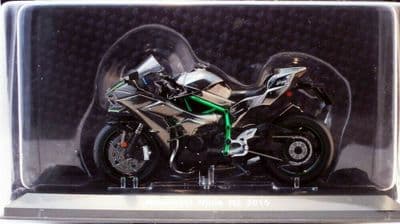 LS01 1/18 Scale Kawasaki Ninja H2 Metallic Grey Green Motorcycle Motorbike