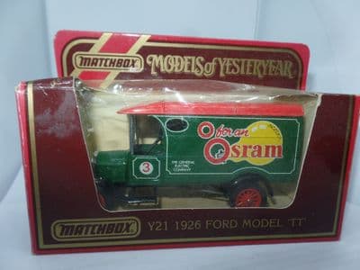 Matchbox Models of Yesteryear Y21 Y-21 1926 Ford Model TT Van - Osram  Light Bulbs