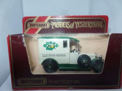 Matchbox Models of Yesteryear Y5 Y-5 1927 Talbot Van ROSE'S LIME CORDIAL