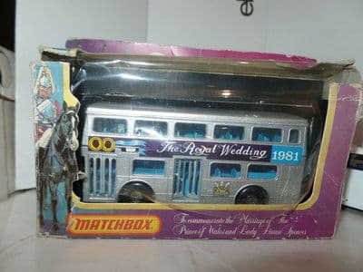 Matchbox SuperKings K15 Fleetline Bus Royal Wedding Charles Diana 1981 MIB