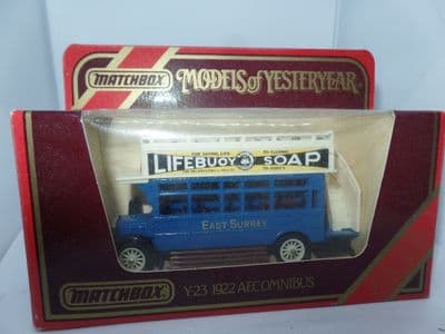 MATCHBOX YESTERYEAR Y23 1922 AEC S TYPE  3 BUS East Surrey Coptworne Misspelling MIMB