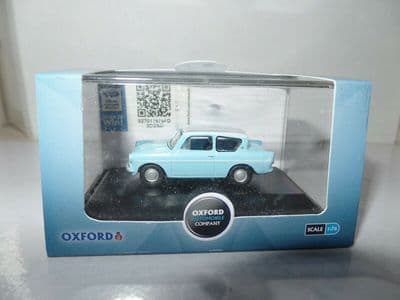 Oxford 76105007 105007 1/76 OO Scale Ford Anglia 105E Light Blue  Ermine White