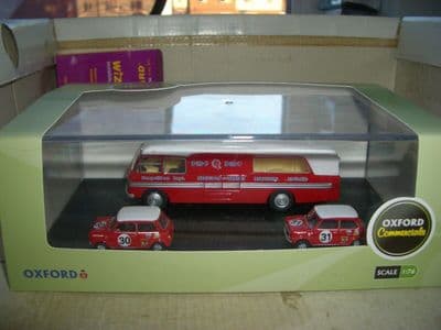 Oxford 76BMC003 BMC003 1/76 BMC Car Transporter Two Minis BMC Competitions Dept Mint Boxed
