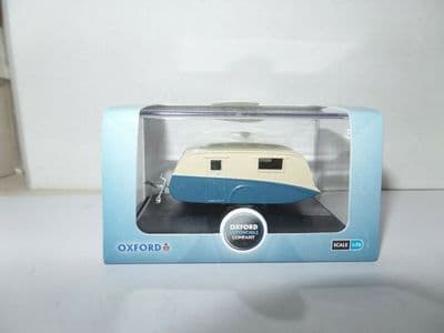 Oxford 76CV002 CV002 1/76 OO Scale Caravan Blue Cream + Hooks