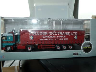 Oxford 76S143001 S143001 1/76 OO Scania 143 40ft Curtainside Pollock Scotrans Poor Box