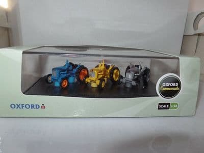 Oxford 76SET10A SET 10 10A 1/76 OO Gift Set of 3 Ford Tractors Blue Yellow Grey