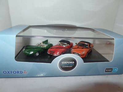Oxford 76SET48 SET48 3 Piece Jaguar Set E-Type Red D-Type Green F-Type Orange