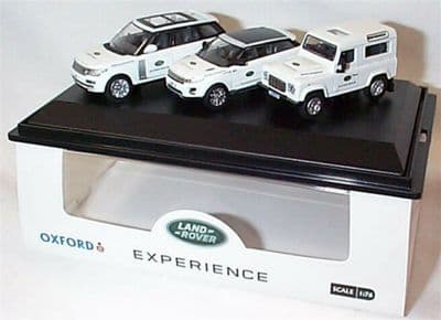 Oxford 76SET59 Set 59 Land Rover Experience 3 Piece Set Defender Evoke Range  White c/w Logos