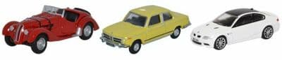 Oxford 76SET61 SET 61 1/76 OO Scale 3 x BMW  Cars 328 Red 2002 Yellow M3 White
