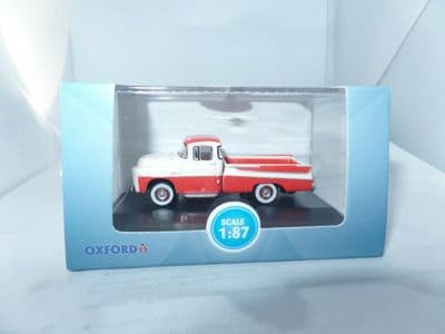 Oxford 87DP57001 DP57001 1/87 HO Dodge D100 Sweptside Pick Up Coral / White