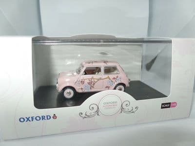 Oxford 43MIN014 MIN014 1/43 O Scale Pink Floral Marks & Spencer Twiggy BMC Mini Car