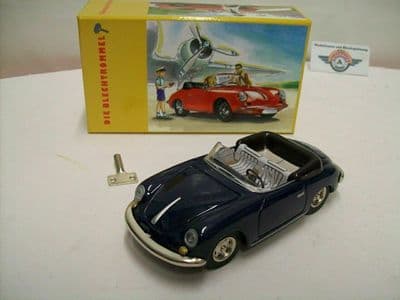 Porsche 356 B Carrera 2 Cabriolet with Clockwork  1962  Blue  Huki Replica 1:25