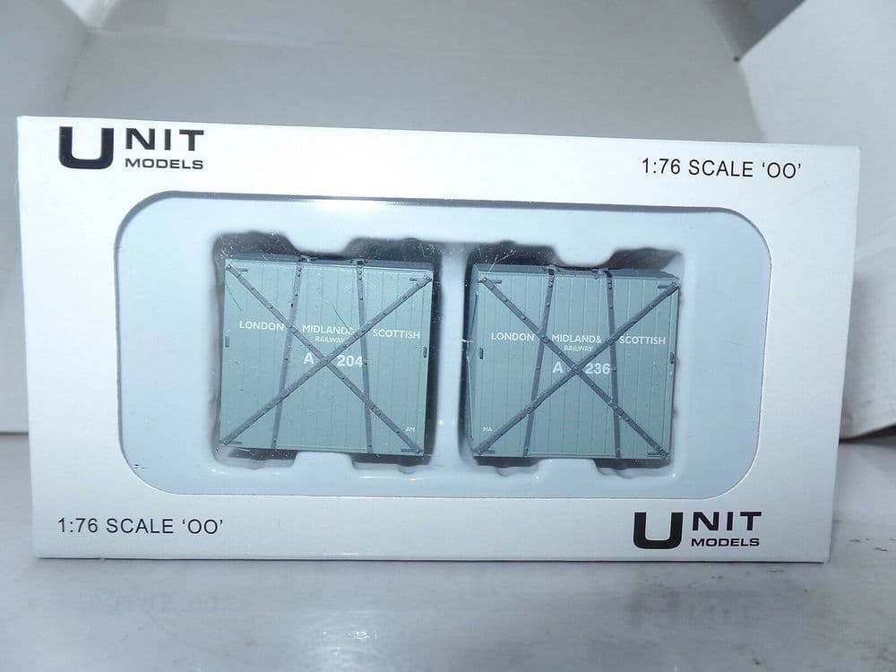 Unit Models OO-152P 2X Type A containers LMS Grey Numbers A204 A236