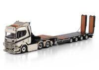 WSI Dijkstra Scania R CR20N 6x2 Tag Axle with Semi Low Loader