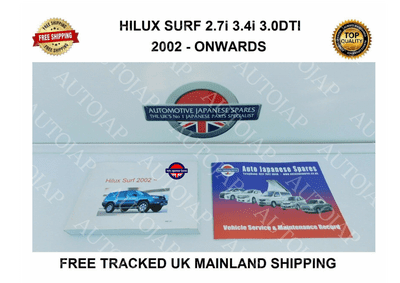 HILUX SURF 2002 ONWARDS OWNERS MANUAL/HANDBOOK & SERVICE RECORD BOOKLET