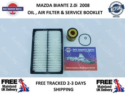 MAZDA BIANTE 2.0 2008 OIL , AIR FILTER & SERVICE BOOKLET