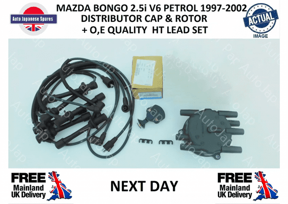 MAZDA BONGO DISTRIBUTOR CAP & ROTOR ARM + HT/KING LEAD SET
