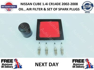 NISSAN CUBE 1.4i CR14DE  OIL FILTER  , AIR FILTER & SPARK PLUGS