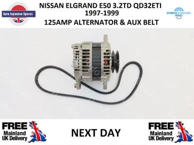 NISSAN ELGRAND E50 3.2TD FULLY RECONDITIONED  ALTERNATOR & AUX BELT £30 CASH BACK