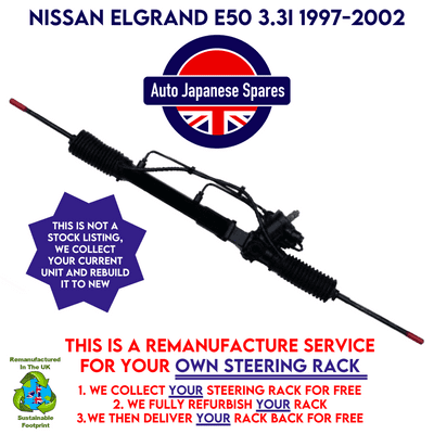 NISSAN ELGRAND E50 3.3i 1997-2002 RECON & RETURN 3 DAY SERVICE ON YOUR OWN STEERING RACK