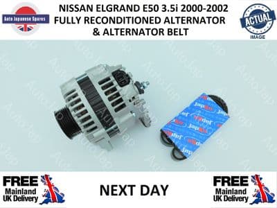 NISSAN ELGRAND E50 3.5i 2000-2002 FULLY RECONDITIONED ALTERNATOR & NEW BELT