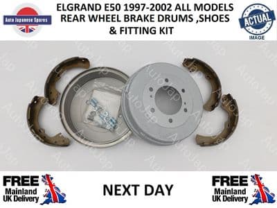 NISSAN ELGRAND E50 REAR WHEEL DRUM , BRAKE SHOES & FITTING KIT