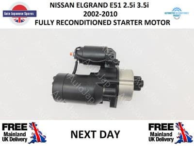 NISSAN ELGRAND E51 2.5i 3.5V6 RECONDITIONED  STARTER MOTOR