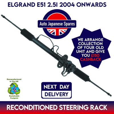NISSAN ELGRAND E51 2.5i FULLY RECONDITIONED STEERING RACK £150 CASH BACK