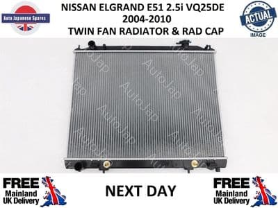 NISSAN ELGRAND E51 2.5i TWIN FAN RADIATOR  & CAP