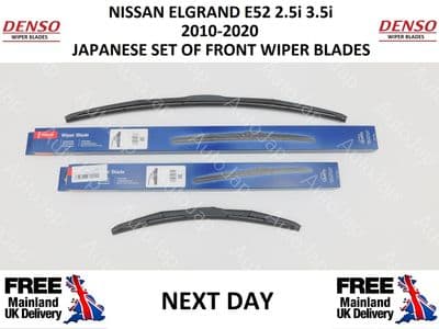 NISSAN ELGRAND E52 2.5i 3.5i 2010-2020 SET OF FRONT  DENSO WIPER BLADES