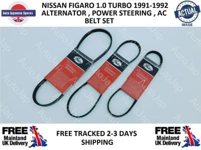 NISSAN FIGARO ALTERNATOR,POWER STEERING & AIR-CON BELT KIT