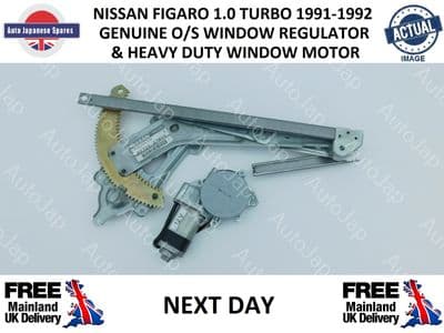 NISSAN FIGARO OFFSIDE WINDOW MOTOR & GENUINE NISSAN REGULATOR