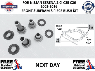 NISSAN SERENA 2.0i C25 C26 FRONT SUBFRAME 8 PIECE BUSH KIT