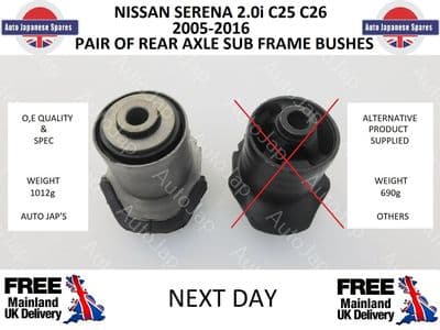 NISSAN SERENA 2.0i C25 C26 PAIR OF REAR AXLE SUB-FRAME BUSHES