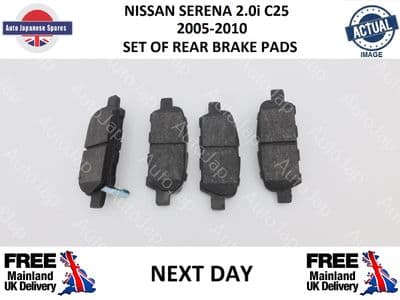 NISSAN SERENA 2.0i C25 SET OF REAR QUALITY  BRAKE PADS ( IMPORT )