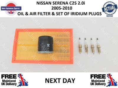 NISSAN SERENA C25 2.0i 3 PIECE SERVICE KIT OIL , AIR FILTER & 4 X DENSO PLATINUM SPARK PLUGS