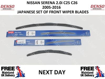 NISSAN SERENA C25 C26 SET OF FRONT DENSO WIPER BLADES  12 / 26 INCHES