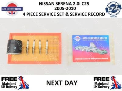 NISSAN SERENA C25i 2.0i 4 PIECE SERVICE KIT WITH SERVICE BOOKLET