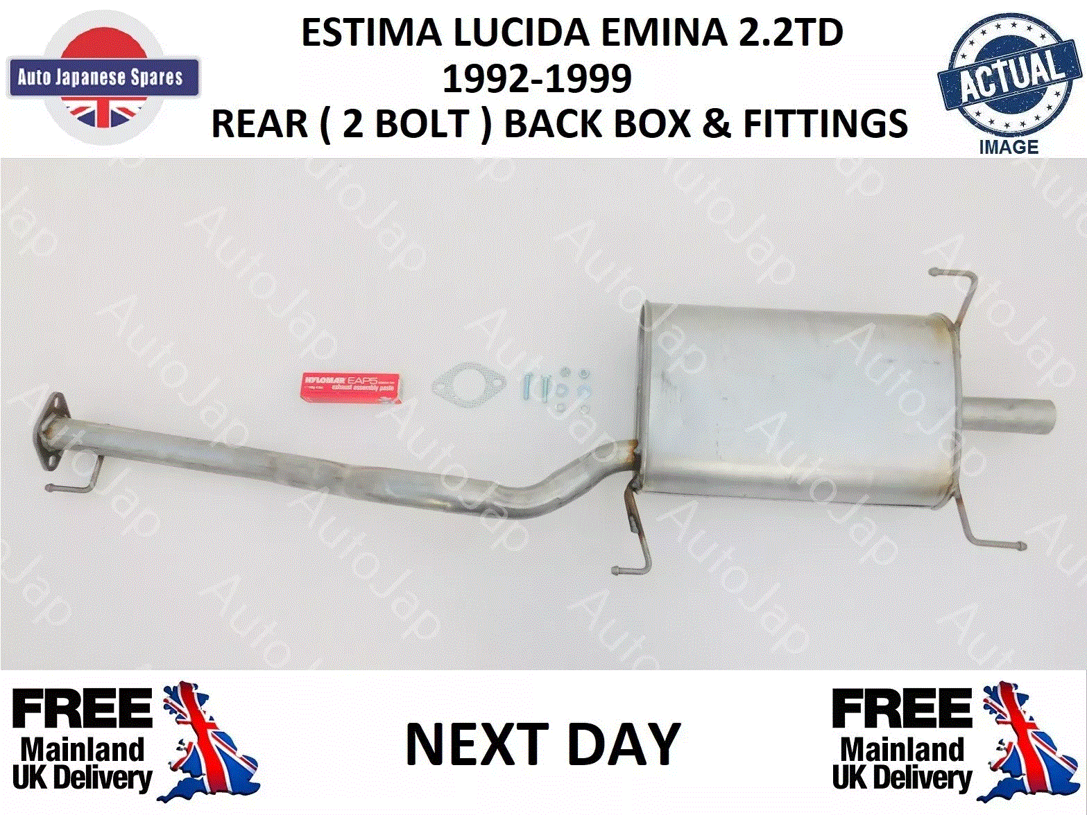 TOYOTA ESTIMA LUCIDA EMINA 2.2TD REAR 2 EXHAUST  ( 2 BOLT FLANGE )