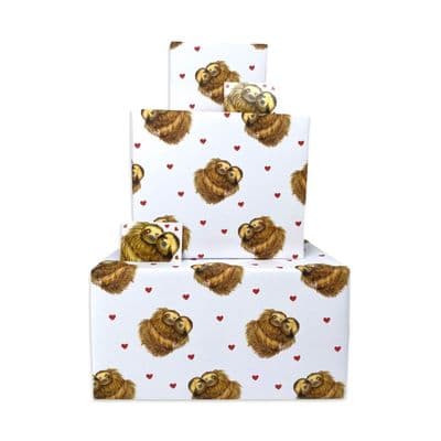 2TWR17 - Sloth Hearts Wrapping Paper - 2 Sheets & 2 Tags