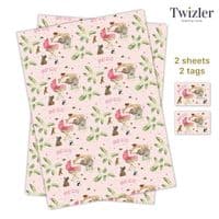 New Baby Girl Wrapping Paper. Cute Baby Shower Gift Wrap
