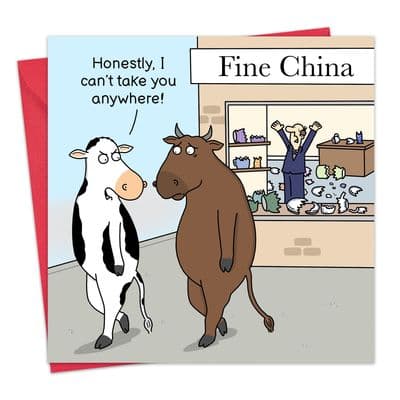CAN164 - Funny Card - Bull in a China Shop