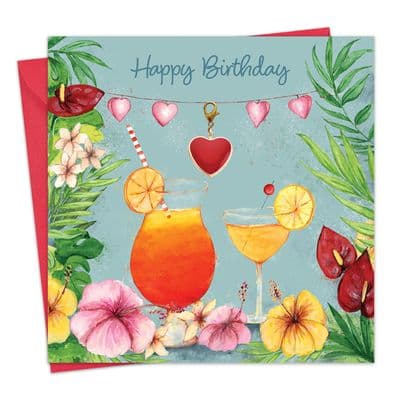 CL1 - Cocktail Birthday Card & Gift with Detachable Heart Charm