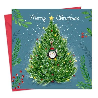 CL14 - Christmas Tree Card & Gift with Detachable Penguin Charm